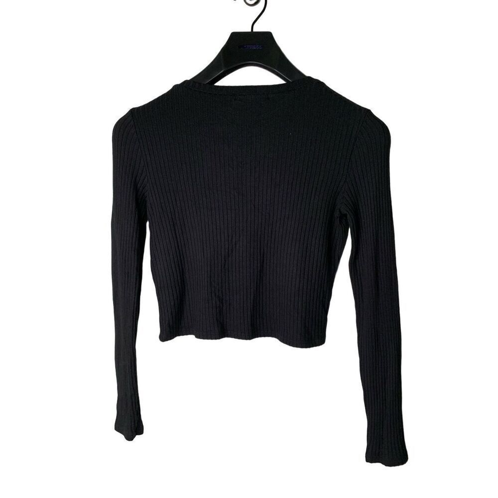 Reformation Black Ribbed Long Sleeve Tee